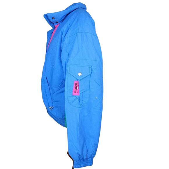 Vintage Obermeyer 80s Winter Coat Jacket Blue Neon Style Dazzler Size Med - Picture 5 of 5